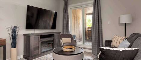 TV, fireplace, offices