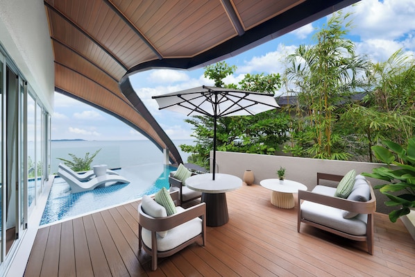 Vila, 1 kamar tidur, pemandangan laut sebagian | Teras/patio
