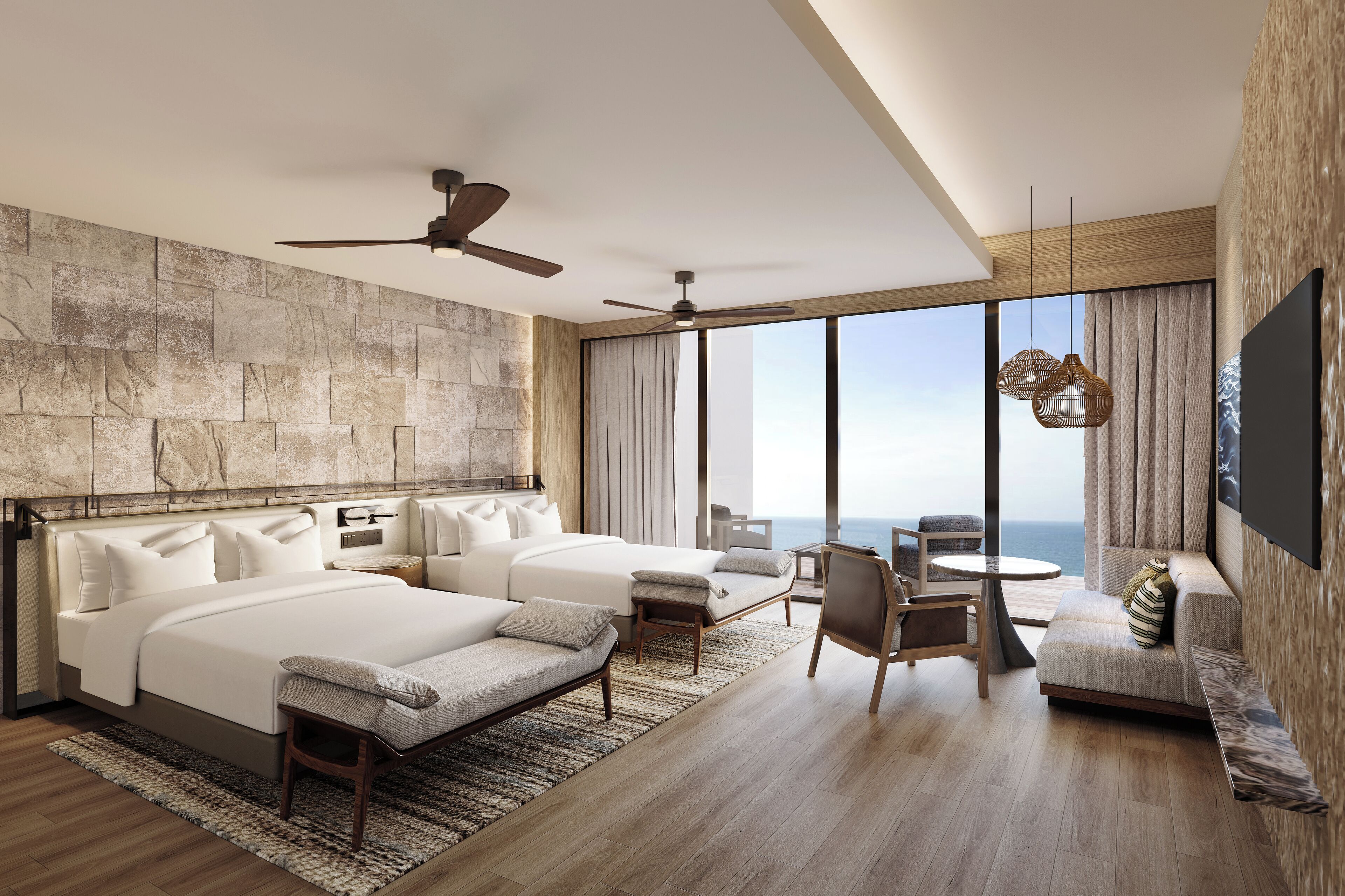 Presidential-huone, 3 makuuhuonetta, merinäköala | Yksilöllisesti sisustettu, yksilöllisesti kalustettu, työpöytä