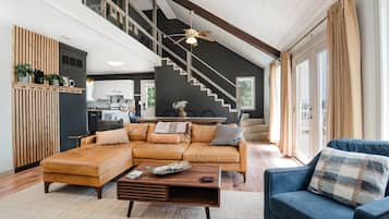 Smart TV, fireplace, video games, foosball