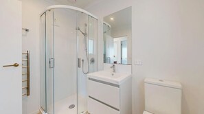 Shower, soap, toilet paper