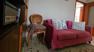 Smart TV, chimenea, libros, estéreo