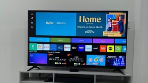 A television displaying a home network interface with various streaming options. - Luxury 2 Bedroom Basement Suite in NW, Calgary (Calgary)