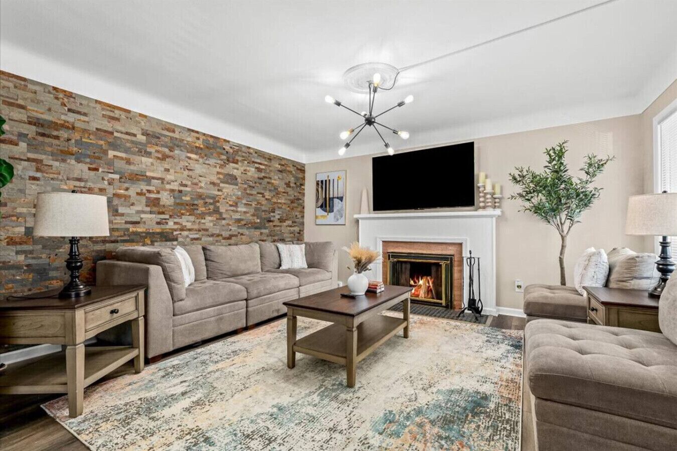 TV, fireplace, video games