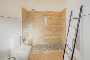 Douche, sèche-cheveux, serviettes fournies