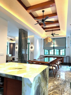 Luxury Villa, 4 Bedrooms, Garden View | Private kitchen | Microwave, oven, stovetop, coffee/tea maker