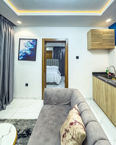 Cozy 1 bedroom apartment in Ikate, Surulere, Lagos with AC, WiFi