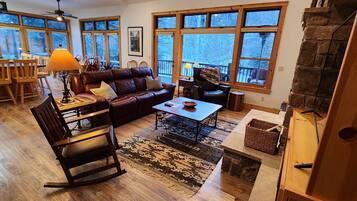 Smart TV, fireplace, stereo