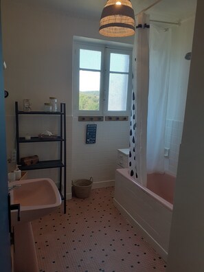 Hair dryer, towels, toilet paper