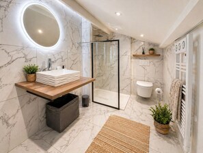 Shower, soap, toilet paper