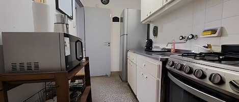 Fridge, microwave, oven, toaster