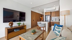 Deluxe Apartment, 1 King Bed with Sofa bed, Balcony, Beach View | Living area - Oceanfront 1BR with Balcony & Pool (Puerto Vallarta)