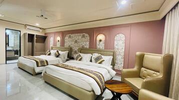 Family Room | Memory foam beds, desk, laptop workspace, soundproofing