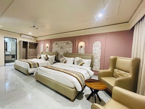 Family Room | Memory foam beds, desk, laptop workspace, soundproofing - Krishna Resort Pushkar (Pushkar)