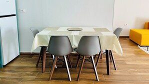 Apartment, 1 Bedroom, Smoking, Balcony | Dining room - Adora City Center Divjake (Divjakë)