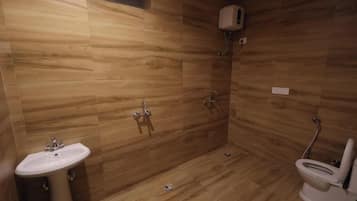 Shower, bidet, towels, soap