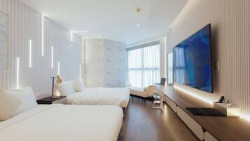 Suite Premium, 1 habitación, vistas parciales al mar, planta ejecutiva | 2 dormitorios, ropa de cama de alta calidad, edredones de plumas