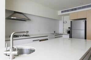 Private kitchen - Spacious Modern 2B2b w/Sauna, Living, Dining, Kitchen, 3min walk Sun Yat-Sen MRT (Taipei City)