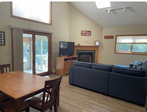 Smart TV, fireplace, video games, books