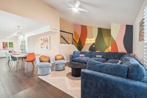 Smart TV, fireplace, video games, books