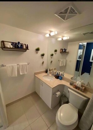 Haartrockner, Handtücher, Seife, Toilettenpapier