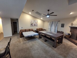 2 bedrooms, desk, iron/ironing board, travel crib
