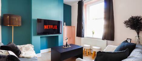 Smart TV, DVD player, books