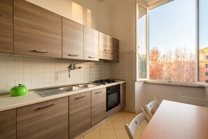 Fridge, oven, coffee/tea maker, electric kettle