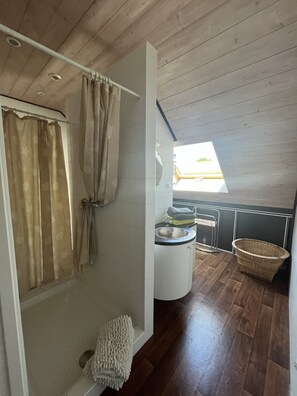 Shower, towels, soap