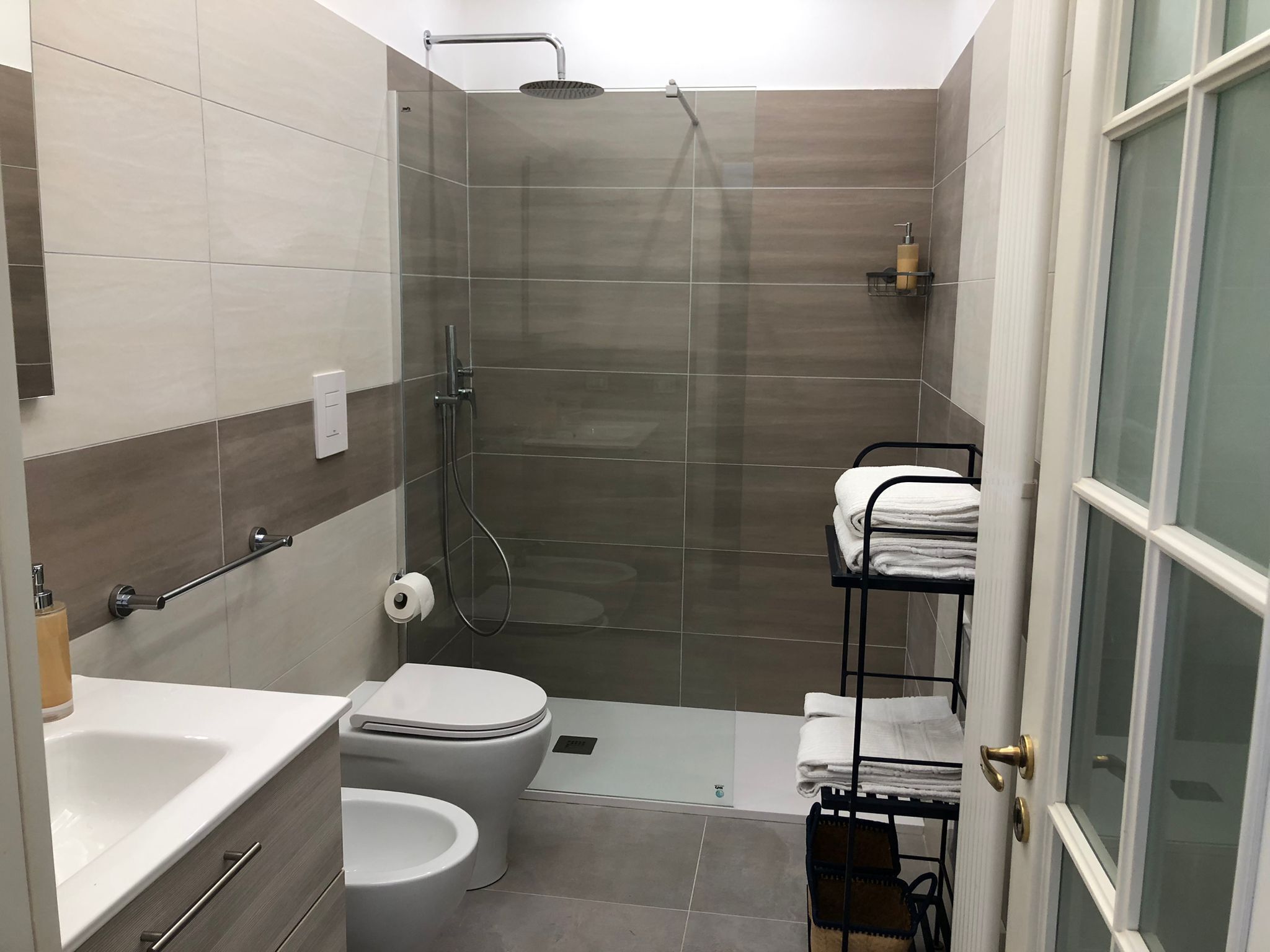 Regadera, secadora de cabello, bidet, toallas 