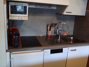 Kühlschrank, Mikrowelle, Herdplatte, Geschirrspüler