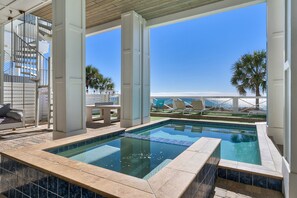 A heated pool - Ultimate Beachfront Escape – Sleeps 27 | 7BR | 8.5BA | Private Pool & More! (Panama City Beach)