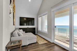 Smart TV, fireplace, video games, DVD player