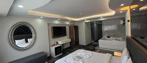 Premium bedding, Select Comfort beds, desk, bed sheets