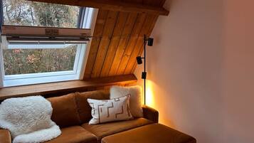 Een open haard en boeken