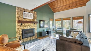 TV, fireplace, video games, offices