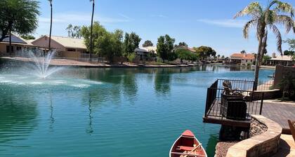 3-bedroom Lake front villa in Casa Grande. with heated pool & spa. Kayak & bikes
