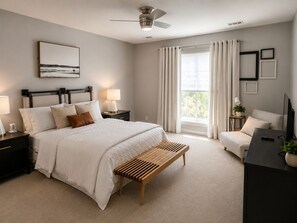 4 bedrooms, desk, iron/ironing board, travel cot