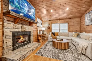 Télévision, cheminée, jeux vidéo, table de tennis de table