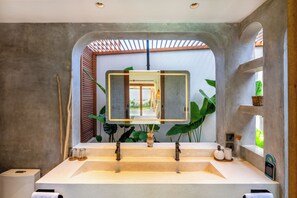 Comfort-Villa, 2 Schlafzimmer, eigener Pool | Badezimmer