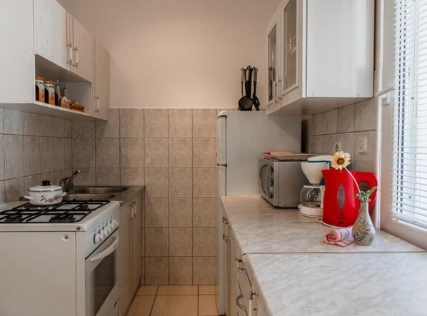 Lejlighed (Two Bedroom Apartment 1) | Privat køkken | Køleskab