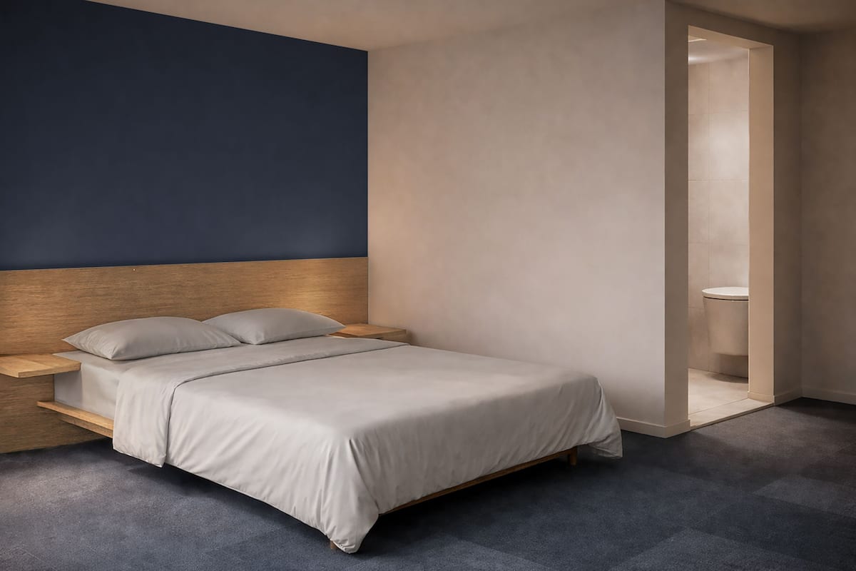 Desk, free WiFi, bed sheets