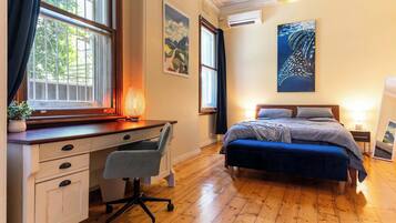 1 bedroom, desk, iron/ironing board, travel cot