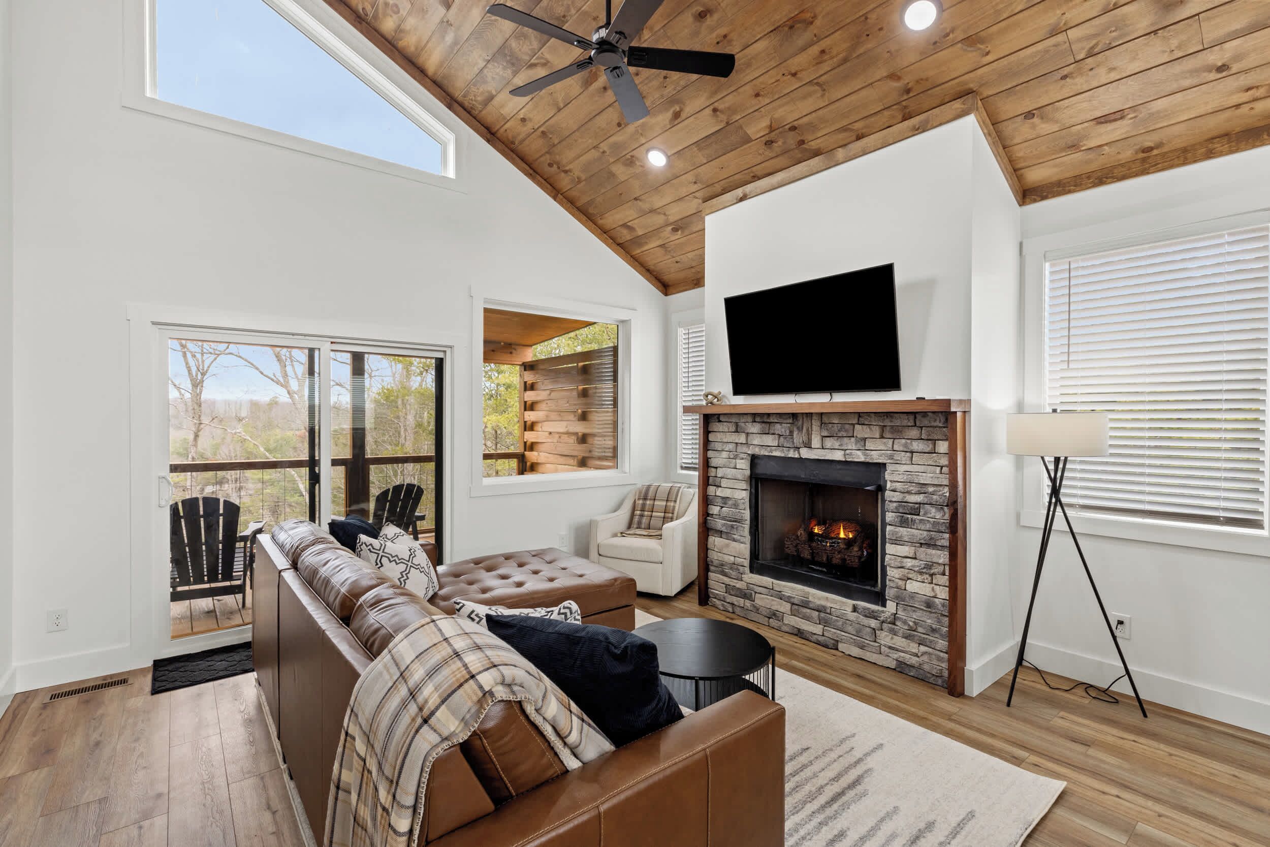 TV, fireplace