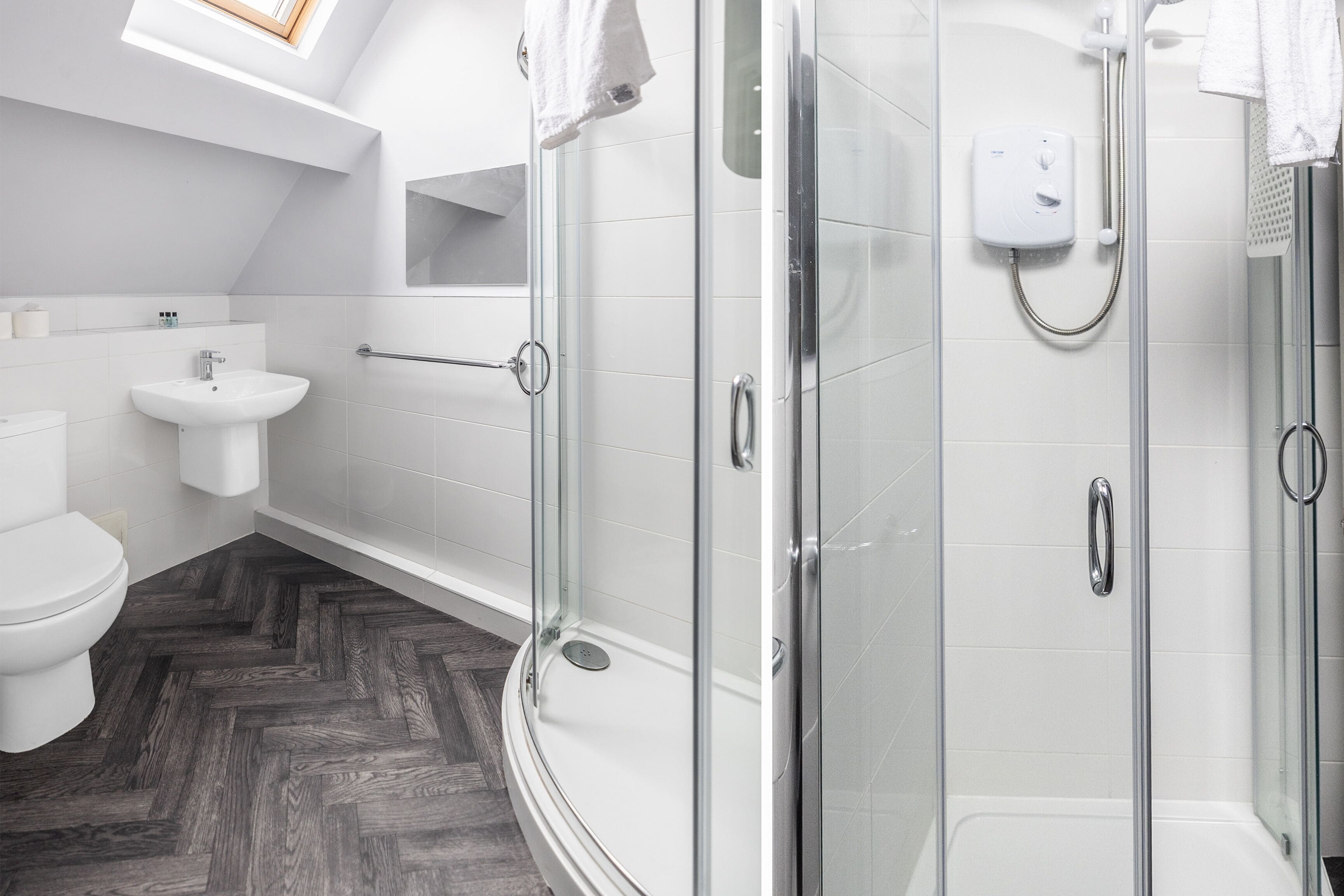 Standard Quadruple Room, 2 Double Beds | Bathroom | Shower, towels, toilet paper