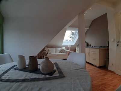 Quiet and centrally located apartment on the top floor of an old villa