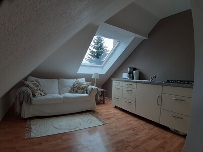 Quiet and centrally located apartment on the top floor of an old villa