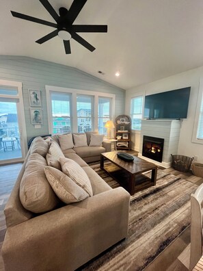 Smart TV, fireplace - “Tucked Inn” is a Charming NEW 4 bedroom house in lovely Holden Beach NC! (Holden Beach)