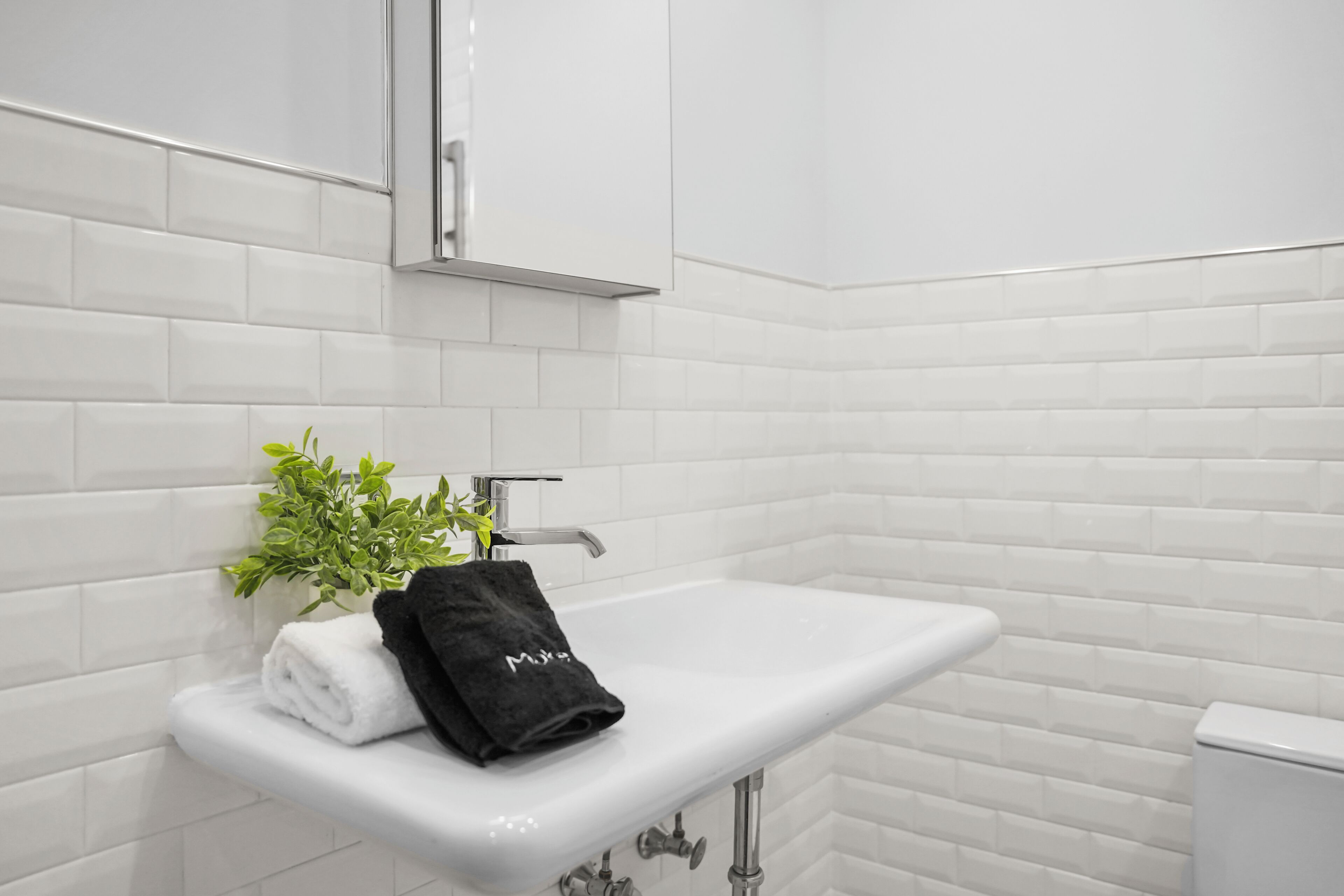 Hair dryer, towels, toilet paper