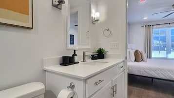 Hair dryer, towels, toilet paper